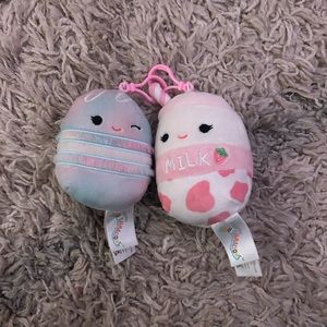Strawberry milk + macaron squishmallow keychain💕☁️*bundle*